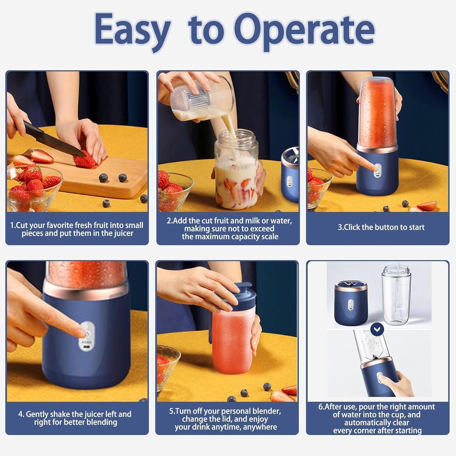 Portable USB Rechargeable Smoothie Blender